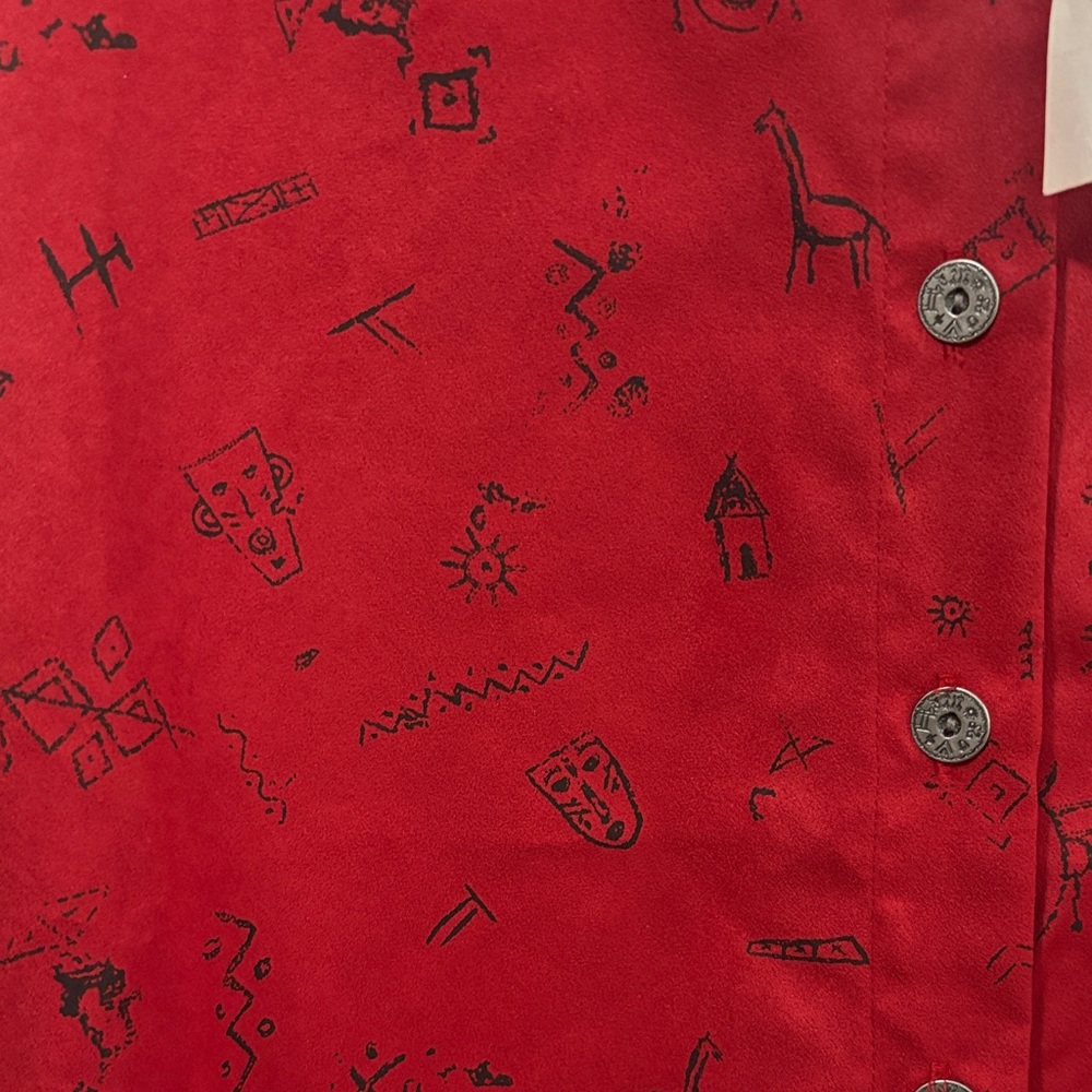 Chico's Red Blouse with Black Pattern - image 4